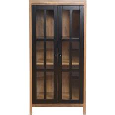 Storage Cabinets LuxenHome Natural Wood 2-Door Curio Storage Cabinet