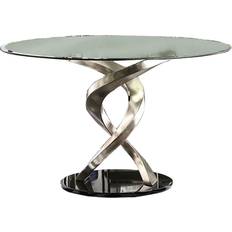 Silver Dining Tables Benjara Contemporary Round Swirl Dining Table