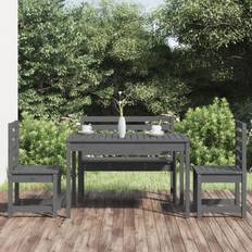 Pine Patio Dining Sets Garden & Outdoor Furniture vidaXL Garten Grau Massivholz 4-tlg Essgruppe