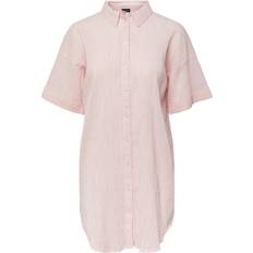 Pieces Women's Pcterra Ss Long Shirt - Cloud Dancer