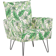White Armchairs Beliani Leaf Pattern Armchair
