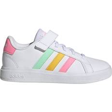 Adidas Kid's Grand Court Elastic Laces & Top Strap - Cloud White/Pulse Mint/Beam Pink