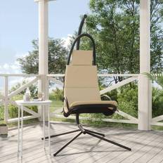 Blanc Chaises Suspendues d'Extérieur vidaXL Chaise Balançoire De Jardin Et Coussin Crème Tissu Oxford/acier 362727 - Beige