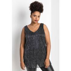 Silver Vests Curve Metallic Plisse Vest Top in Silver