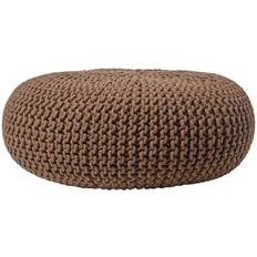 Noir Poufs Homescapes Grand Rond Tressé En Tricot Chocolat Pouf