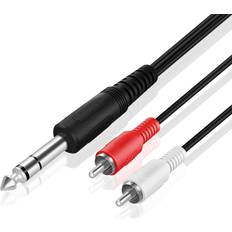 RCA Kablar RCA Premium 1/4 TRS To Dual Cable 15FT - Male 6.35mm 1/4 TRS to Connector Wire Cord Plug Jack