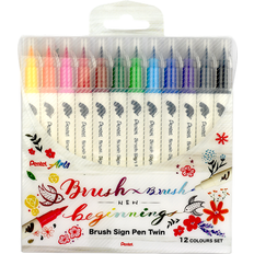 Svarte Penseltusjer Pentel SESW30C-12 Brush Sign Twin Bestellware 7-9 Tage Lieferzeit