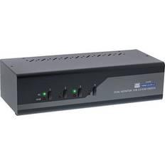 Hdmi switch med ljud InLine 62644I KVM skrivbordsomkopplare, 4 gånger, dubbel skärm, Displayport HDMI, 4K, USB 3.0, ljud