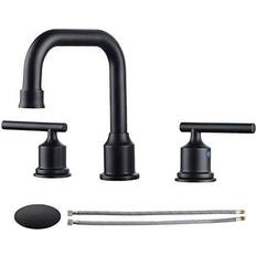 Two Handles Widespread 8 Inch Bathroom Faucet Black 3 Pieces