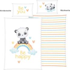 Baumwolle Kinderzimmer Baby Best Renforcé Wende-Bettwäsche Regenbogen Panda 40x60