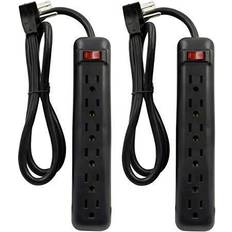 Power Strips & Branch Plugs Cp 2 pack 3ft power cord w/ 6-outlet power strip, 3 prong grounded, cp30023x2