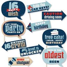 Funny boy 16th birthday sweet sixteen birthday photo booth props kit 10 pc