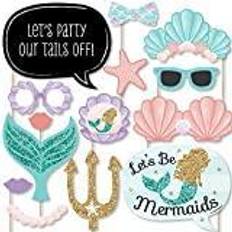 Birthdays Photoprops Let's Be Mermaids Baby Shower or Birthday Party Photo Booth Props Kit 20 Count