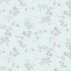 Wallpapers Norwall Chic Rose Wallpaper in Turquoise, Greys & Yellow Blue