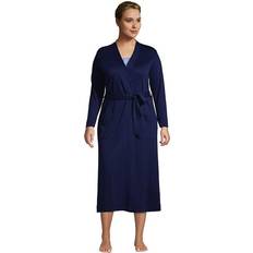 Robes Women's Lands' End Supima Cotton Long Robe, Medium, Blue