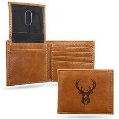 Wallets & Key Holders Rico NBA Bucks Laser Engraved Brown Billfold Wallet