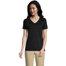 Clothing Women's Lands' End Relaxed-Fit Supima Cotton V-Neck Tee, Medium, Black