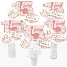 Multicolored Confetti Mis quince anos sweet 15 party centerpiece sticks table toppers set of 15