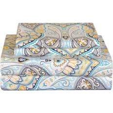 Pointehaven 200 TC Cotton Paisley Printed Percale Bed Sheet Multicolor, Orange
