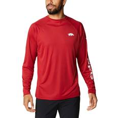 Men - Velvet Tops Columbia Men's Pfg Cardinal Arkansas Razorbacks Terminal Tackle Omni-Shade Long Sleeve T-shirt Cardinal Cardinal