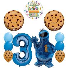 Brown Animal & Character Balloons Mayflower Cookie Monster 3rd Birthday Party Supplies 11 pc Balloon Bouquet Decorations