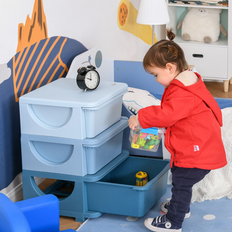 Storage Boxes Qaba Kids Storage Unit Dresser Tower with Drawers 3 Tier Chest Organizer