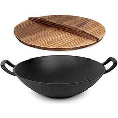 Cast iron wok Homeries Pre-Seasoned Cast Iron