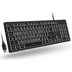 Keyboards Wired Large Print Backlit Keyboard USB