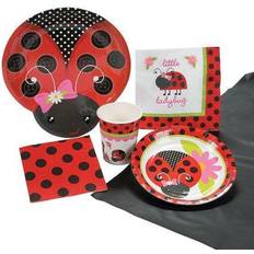 Red Birthday Trains Fun Express Little ladybug tableware kit for 8 guests party supplies 57 pieces