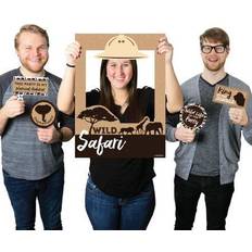 Brown Photo Props, Party Hats & Sashes Wild safari birthday or baby shower selfie photo booth picture frame & props