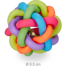 Relaxdays Hundleksak Set Om 3 Gummiboll Med Klocka Ø 6,5 cm Färgglad