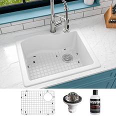 Kitchen Sinks on sale Karran QT-671 Quartz/Granite Bowl Top Sink Bottom Grid and Strainer