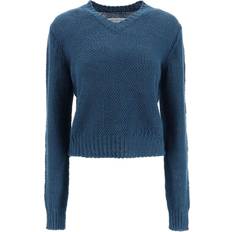 Hemp Jumpers Maison Margiela Blue V-Neck Sweater 509 Blue