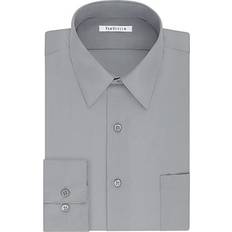 Van Heusen Big & Tall Classic/Regular Fit Wrinkle Free Poplin Solid Dress Shirt - Grey Stone