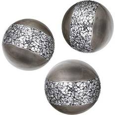 Bowls Creative Scents Schonwerk Silver Resin Balls/Orbs of 3 Crackled Mosaic 3.2" Bowl