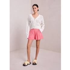 Mateo Pleated Linen-Blend Shorts - Pink