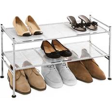 Silver Shoe Racks Seville Classics 2 Tier Shoe Rack