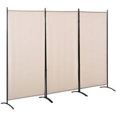 Beige Room Dividers Homcom 3-Panel Folding Screen Room Divider