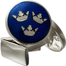 Argent Boutons de manchette Skultuna Kronor Cufflinks - Silver/Royal Blue