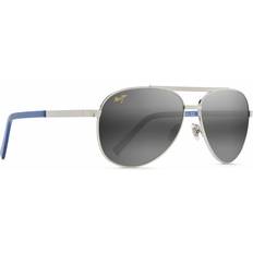 Solbriller Maui Jim Seacliff Polarized Aviator Sunglasses Silver/Black Case