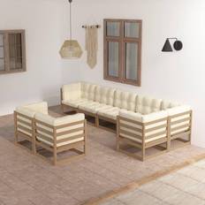 vidaXL Salotto Giardino 8 pz Con Cuscini Legno Massello di Pino - Marrone Set da Lounge da Esterno