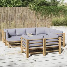 Mobilier de Jardin et d'Extérieur vidaXL Jardin 10 Pcs Loveseat With Light Gray Cushions Ensemble de Salon d'Extérieur