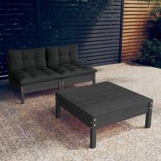 vidaXL 3 Piece Garden Lounge Set With Anthracite Cushions Pinewood Ensemble de Salon d'Extérieur