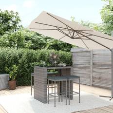 Gris Ensembles de Bar d'Extérieur vidaXL De Jardin 5 pcs Poly Rotin Ensemble de Bar d'Extérieur