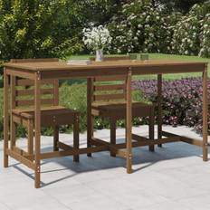 vidaXL Mesa De Jardín Madera Maciza Pino Marrón Miel 203.5x90x110 cm - Marrón