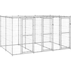 vidaXL Outdoor Dog Kennel Galvanised Steel with Roof 7.26 Cage