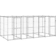 vidaXL Outdoor Dog Kennel Galvanised Steel with Roof 9.68