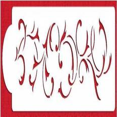 French Swirl Stencil Beigesemitransparent Cake Decoration