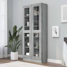 Marron Armoires vidaXL À Vitrine Sonoma Gris 82.5x30.5x185.5 cm Armoire