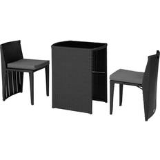 Noir Ensembles repas de patio tectake Salon Jardin Hambourg 2 Personnes Pliable - Noir Ensemble repas de patio